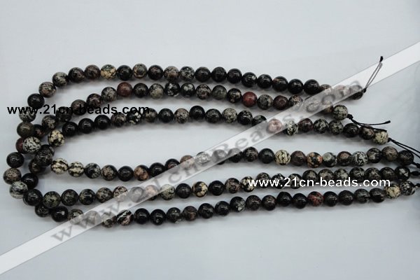 COB151 15.5 inches 8mm round snowflake obsidian beads