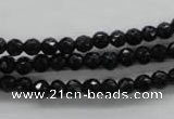 COB351 15.5 inches 5mm faceted round black obsidian beads