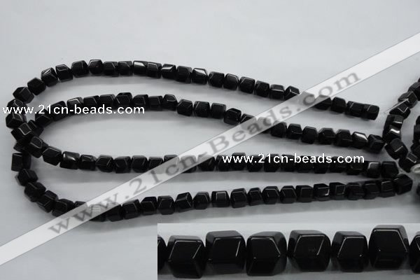 COB388 15.5 inches 8*8mm faceted cube black obsidian beads