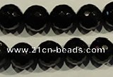 COB454 15.5 inches 12mm faceted round black obsidian beads