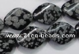 COB57 15.5 inches 15*20mm twisted oval Chinese snowflake obsidian beads