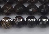 COB687 15.5 inches 10mm faceted round golden black obsidian beads