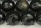 COB786 15 inches 8mm faceted round golden obsidian beads