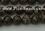 COB812 15.5 inches 8mm faceted round red snowflake obsidian beads