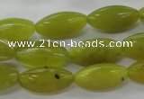 COJ107 15.5 inches 10*20mm trihedron olive jade beads wholesale