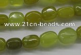 COJ111 15.5 inches 7*10mm nugget olive jade beads wholesale