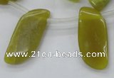 COJ112 Top-drilled 14*30mm wavy marquise olive jade beads