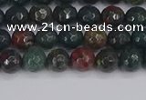 COJ310 15.5 inches 4mm faceted round Indian bloodstone beads