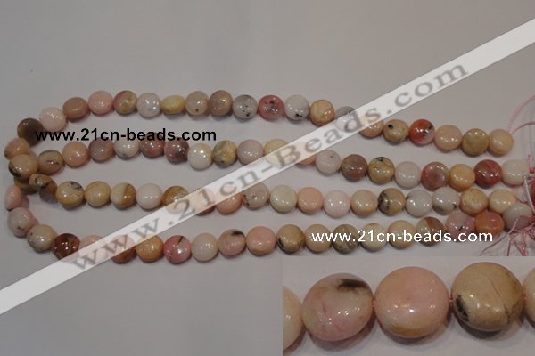 COP1012 15.5 inches 10mm flat round natural pink opal gemstone beads