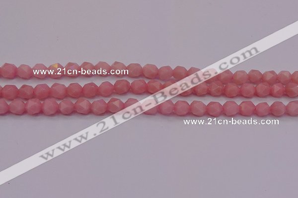 COP1222 15.5 inches 8mm faceted nuggets Chinese pink opal beads