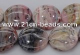 COP1263 15.5 inches 16mm flat round natural pink opal gemstone beads
