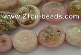 COP1295 15.5 inches 12mm flat round natural pink opal beads