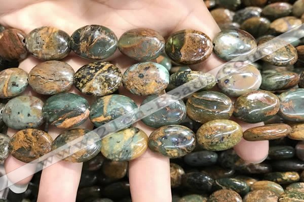 COP1653 15.5 inches 13*18mm oval green opal gemstone beads