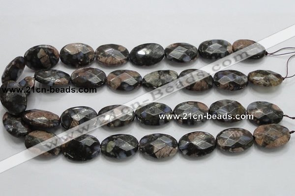 COP261 15.5 inches 18*25mm faceted oval natural grey opal beads