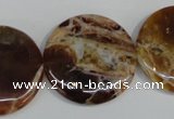 COP312 15.5 inches 30mm flat round brandy opal gemstone beads wholesale