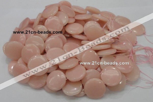 COP416 15.5 inches 28mm flat round Chinese pink opal gemstone beads
