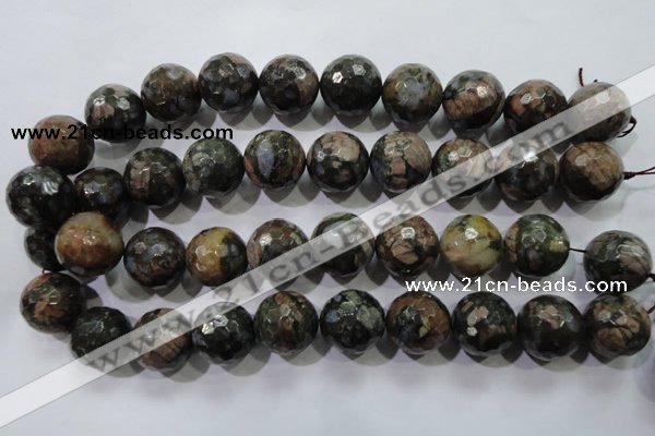 COP468 15.5 inches 20mm faceted round natural grey opal gemstone beads