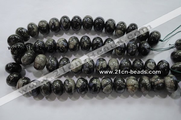COP474 15.5 inches 15*20mm rondelle natural grey opal gemstone beads