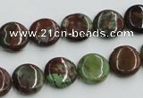 COP603 15.5 inches 12mm flat round green opal gemstone beads