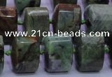 COP695 15.5 inches 11*15*15mm faceted triangle green opal gemstone beads