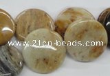 COP702 15.5 inches 20mm flat round wooden opal gemstone beads
