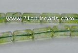 COQ22 16 inches 7*13mm column dyed olive quartz beads wholesale