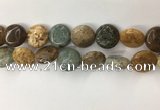 COS246 15.5 inches 16mm flat round ocean stone beads wholesale