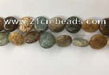 COS247 15.5 inches 18mm flat round ocean stone beads wholesale
