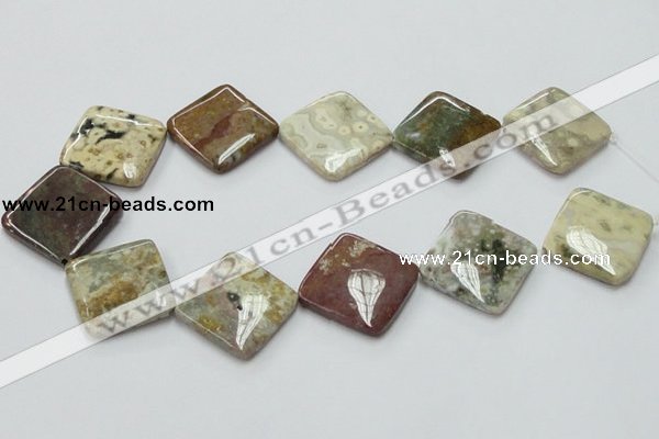 COS27 15.5 inches 30*30mm diamond ocean stone beads wholesale