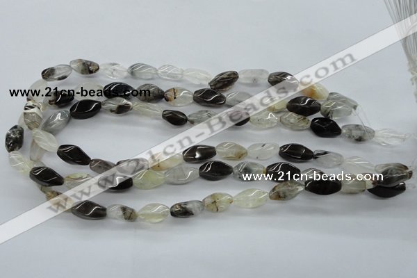 COZ15 15.5 inches 8*16mm twisted rice opal quartz beads wholesale