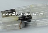 COZ28 15.5 inches 8*16mm flat tube opal quartz beads wholesale