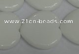 CPB108 15.5 inches 30*30mm heart white porcelain beads wholesale