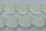 CPB352 15 inches 16*16mm heart white porcelain beads wholesale