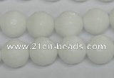 CPB36 15.5 inches 14mm faceted round white porcelain beads wholesale