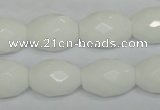 CPB48 15.5 inches 13*18mm faceted rice white porcelain beads