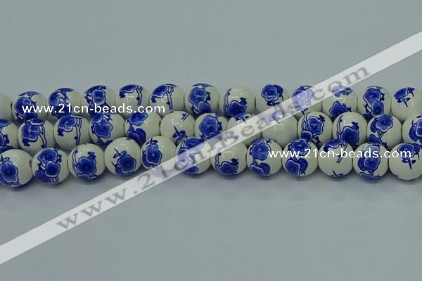 CPB542 15.5 inches 8mm round Painted porcelain beads