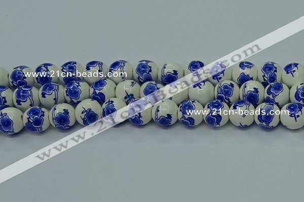 CPB544 15.5 inches 12mm round Painted porcelain beads
