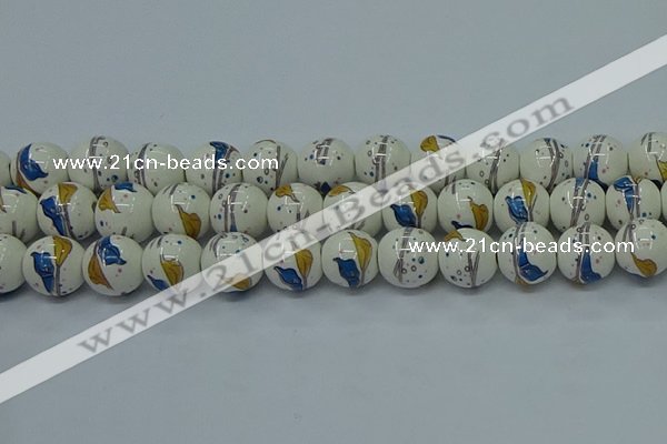 CPB591 15.5 inches 6mm round Painted porcelain beads