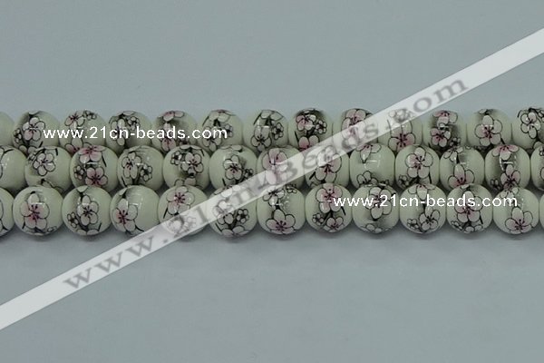 CPB601 15.5 inches 6mm round Painted porcelain beads