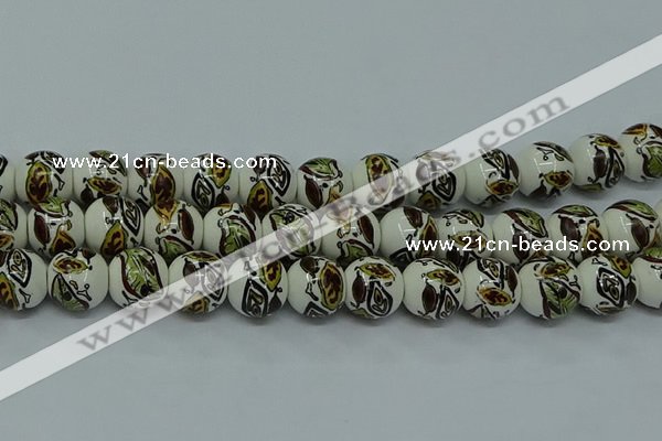 CPB644 15.5 inches 12mm round Painted porcelain beads