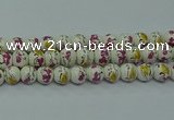 CPB691 15.5 inches 6mm round Painted porcelain beads