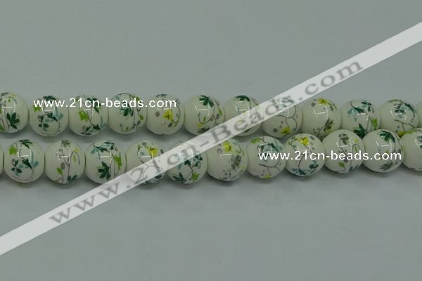 CPB781 15.5 inches 6mm round Painted porcelain beads