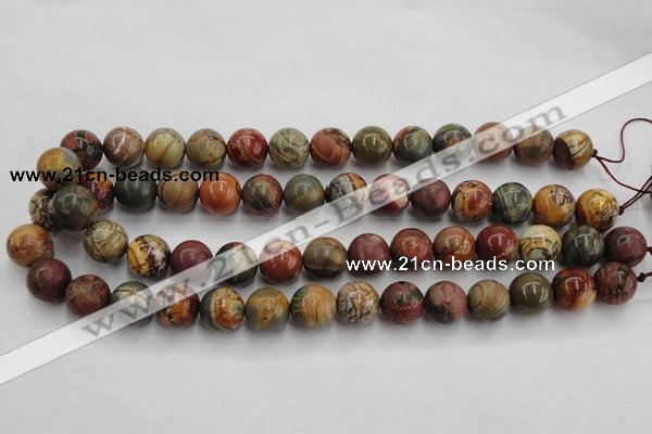 CPJ105 15.5 inches 14mm round picasso jasper gemstone beads wholesale