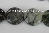 CPJ216 15.5 inches 20mm flat round green picasso jasper beads