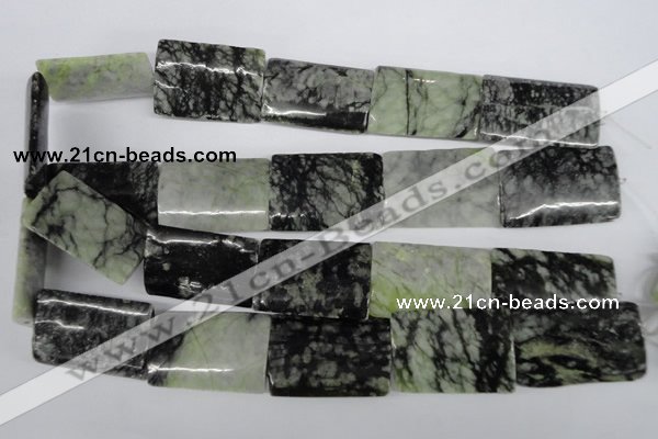 CPJ240 15.5 inches 25*35mm flat tube green picasso jasper beads