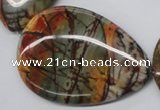 CPJ38 15.5 inches 40*60mm flat teardrop picasso jasper beads wholesale
