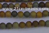 CPJ520 15.5 inches 4mm round matte wildhorse picture jasper beads