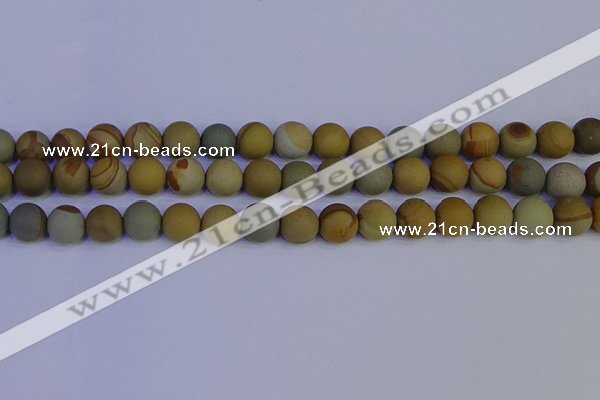 CPJ524 15.5 inches 12mm round matte wildhorse picture jasper beads