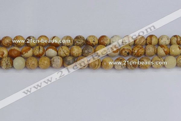 CPJ558 15.5 inches 10mm faceted round picture jasper beads