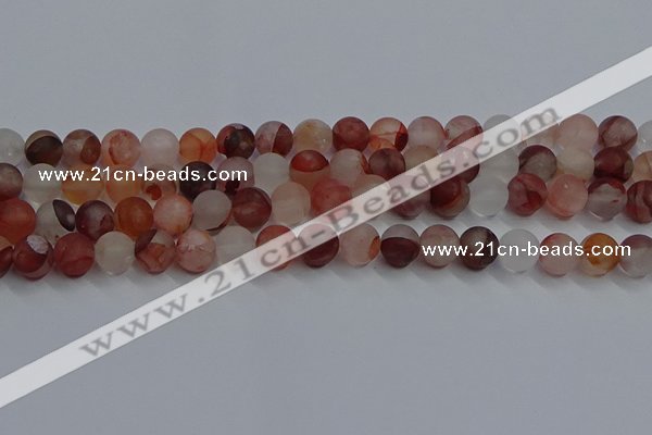 CPQ302 15.5 inches 8mm round matte pink quartz beads wholesale